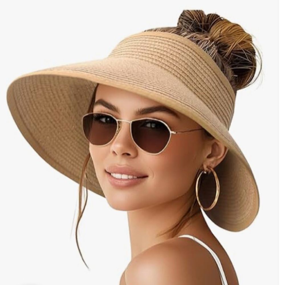 Tan sun visor hat